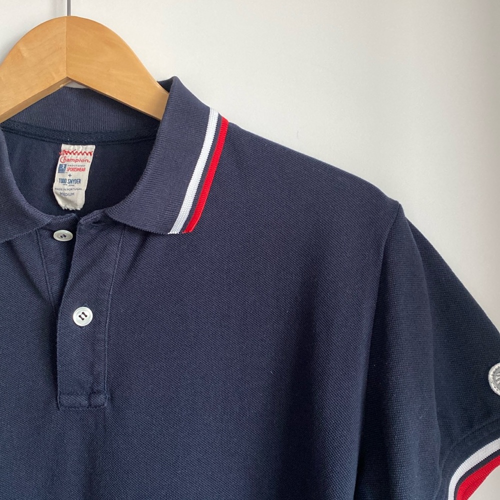 Todd Snyder Champion Men’s Tipped Polo in Navy Blue - Medium